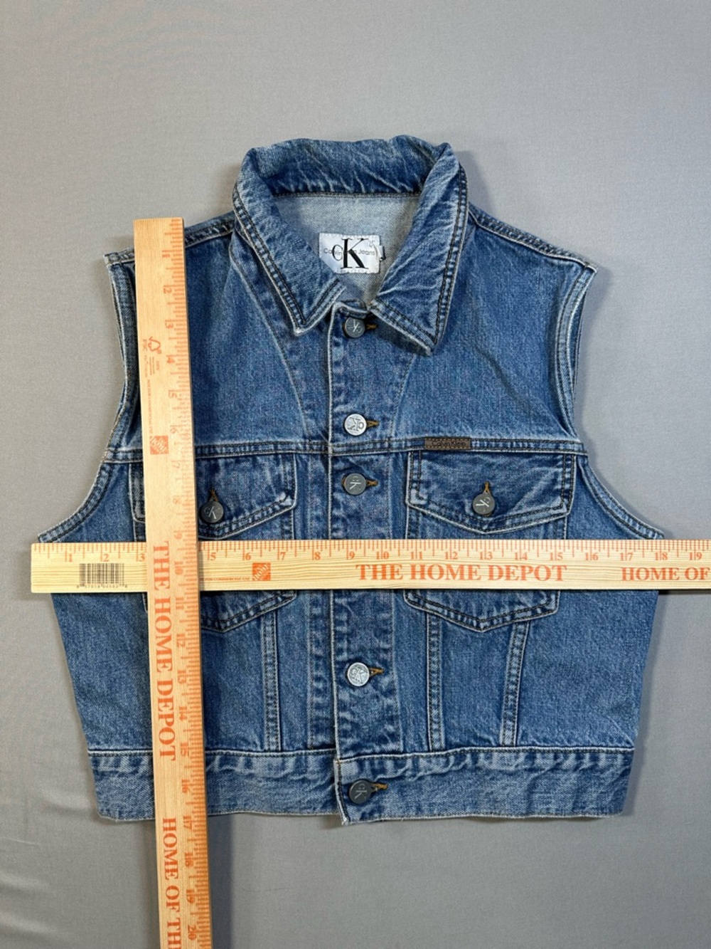 VINTAGE 90s CK Calvin Klein Denim Vest - Womens Medium (Fits Small) - Picture 12 of 13